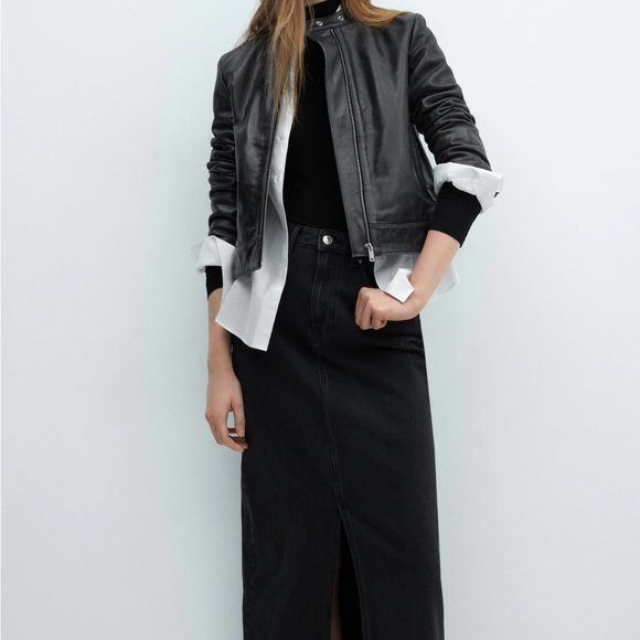 Mango Black Denim Midi Skirt - Picture 3 of 4